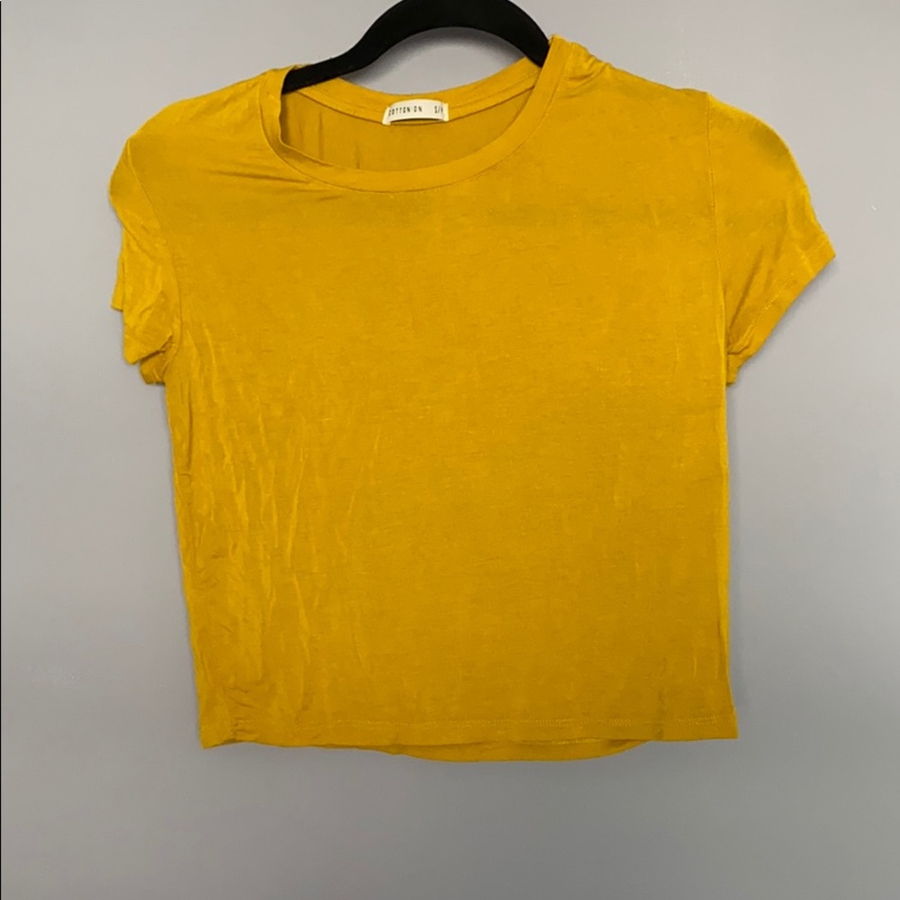 Yellow crop top tee